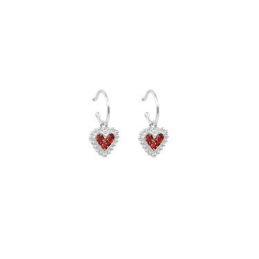 Baby Beating Hearts Glitter Hoops Silver