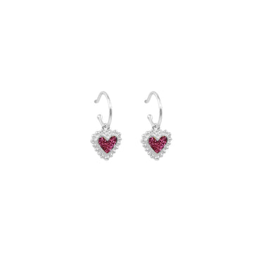Baby Beating Hearts Glitter Hoops Silver