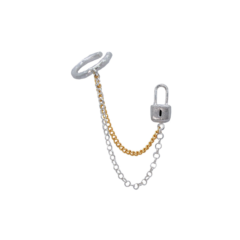 Lock Mini Chain G&S Earring