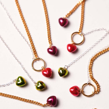 Cadena Steel Hearts Long Gold & Silver