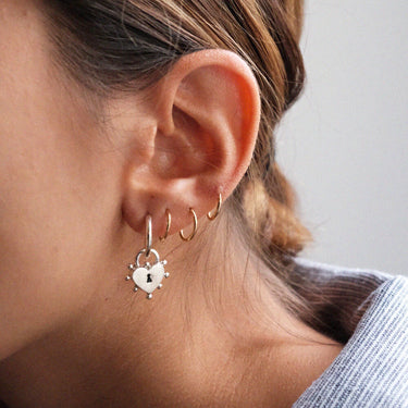 I Lock You So Much Mini Hoops Silver