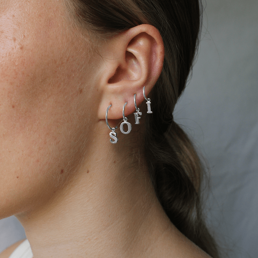 PreOrder Baby Hoops 9mm Silver Letter