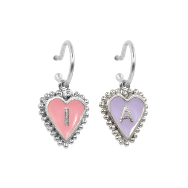 PreOrder Baby Hoops 9mm Silver Heart Letter